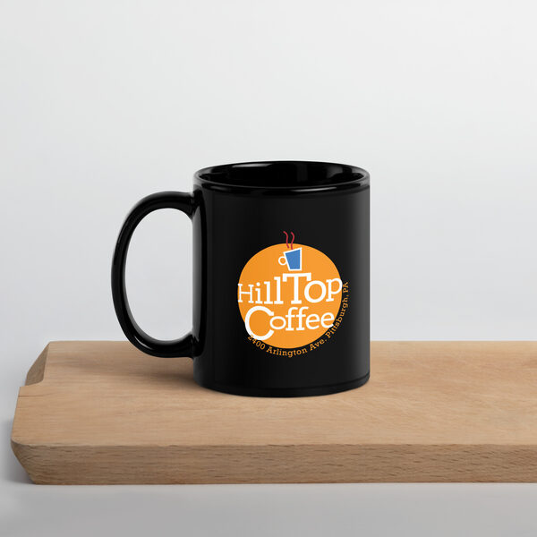 Hilltop Coffee Mug (Black, Orange logo)